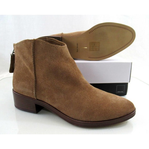 Dolce Vita Tucker Booties Ankle Boots Dark Saddle Suede Size 9.5 - Picture 7 of 7